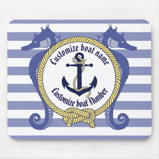 Nautical Anchor/Seahorse/knot/Customize name, # Muismat (Voorkant)