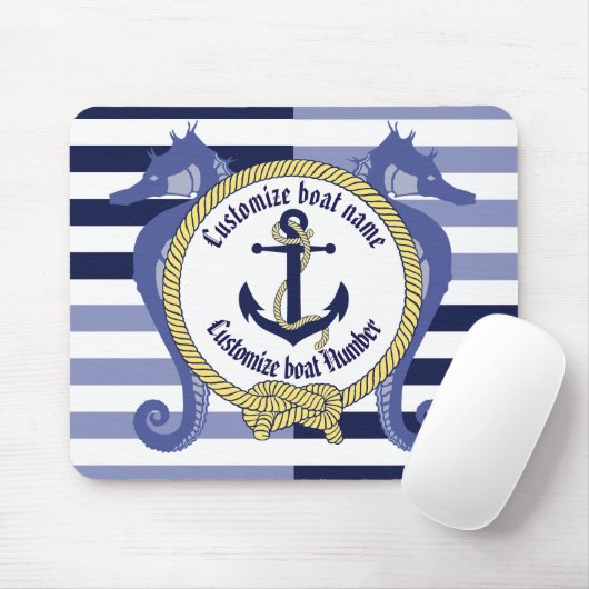 Nautical Anchor/Seaman knot/Customize name, # Muismat (Met muis)