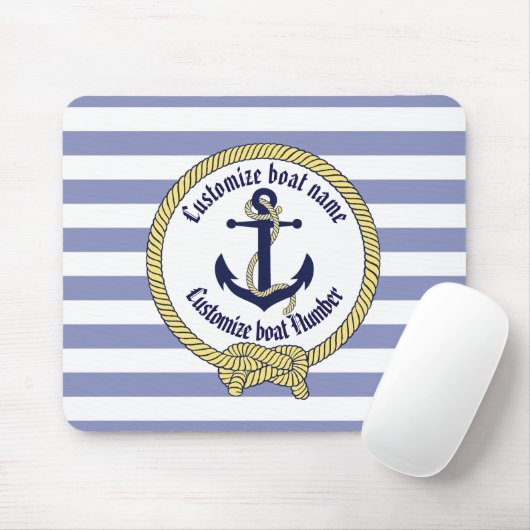 Nautical Anchor/Seaman's knot/Customize name, # Muismat (Met muis)