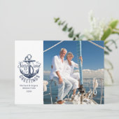 Nautical Anchor SEAsons Greetings 2 Foto Feestdagenkaart (Staand voorkant)