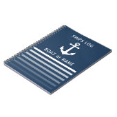 Nautical Anchor Ship Log Blue Stripe Notitieboek (Linkerzijde)