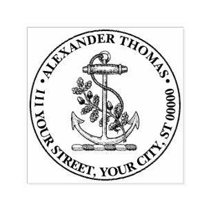  Nautical Anchor Ship Preppy Adres Zelfinktende Stempel