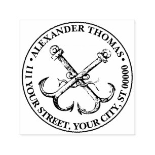  Nautical Anchor Ship Preppy Naam Adres Zelfinktende Stempel