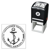  Nautical Anchor Ship Preppy Naam Adres Zelfinktende Stempel (In situ)