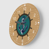 Nautical Anchor Ship Wheel Helm Sailor Design Grote Klok (Hoek)