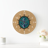 Nautical Anchor Ship Wheel Helm Sailor Design Grote Klok (Huis)