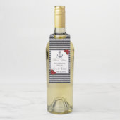 Nautical Anchor Silver Black Stripes Weddenschap Flessenhanger (Op fles)