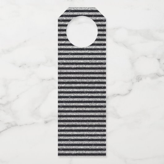 Nautical Anchor Silver Black Stripes Weddenschap Flessenhanger (Achterkant)