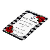 Nautical Anchor Silver Black Stripes Weddenschap Magneet (Linkerzijde)