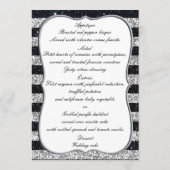 Nautical Anchor Silver Black Stripes Weddenschap Menu (Achterkant)