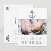 Nautical Anchor Silver Glitter Glam Photo Briefkaa Aankondigingskaart (Voorkant / Achterkant)