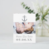 Nautical Anchor Silver Glitter Glam Photo Briefkaa Aankondigingskaart (Staand voorkant)