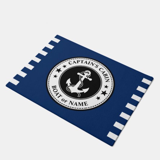 Nautical Anchor Stars Captain Cabin Boot Naam Deurmat (Schuin)