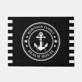 Nautical Anchor Stars Family Beach House Black Deurmat (Voorkant)