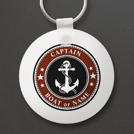 Nautical Anchor Stars & Rope Captain Name of Boat Sleutelhanger