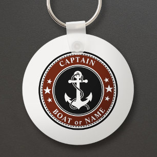Nautical Anchor Stars & Rope Captain Name of Boat Sleutelhanger