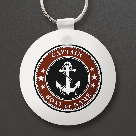Nautical Anchor Stars & Rope Captain Name of Boat Sleutelhanger