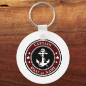 Nautical Anchor Stars & Rope Captain Name of Boat Sleutelhanger (Voorkant)