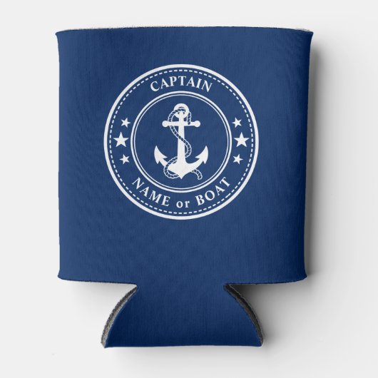 Nautical Anchor Sterren Kapitein Boot of Naam Mari Blikjeskoeler (Voorkant)