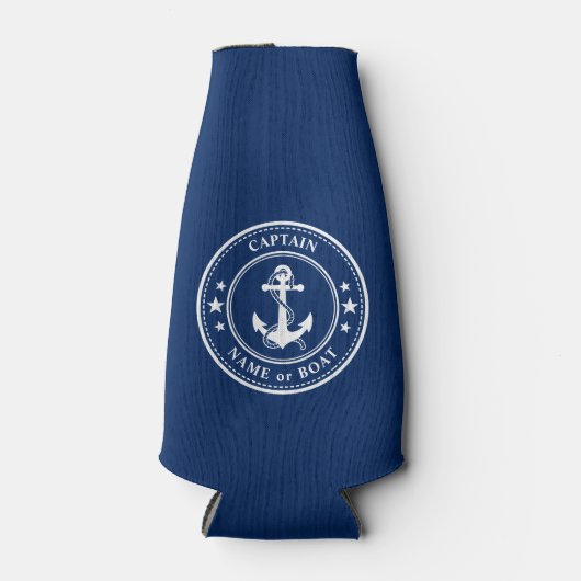 Nautical Anchor Sterren Kapitein Boot of Naam Mari Flesjeskoeler (Voorkant)