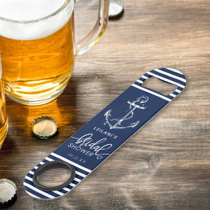 Nautical Anchor Stripe Vrijgezellenfeest Navy Blue Speed Flessenopener