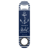 Nautical Anchor Stripe Vrijgezellenfeest Navy Blue Speed Flessenopener (Voorkant)