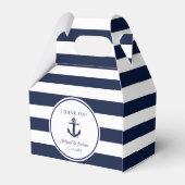 Nautical Anchor Striped Wedding Custom Favor Bedankdoosjes (Achterkant)