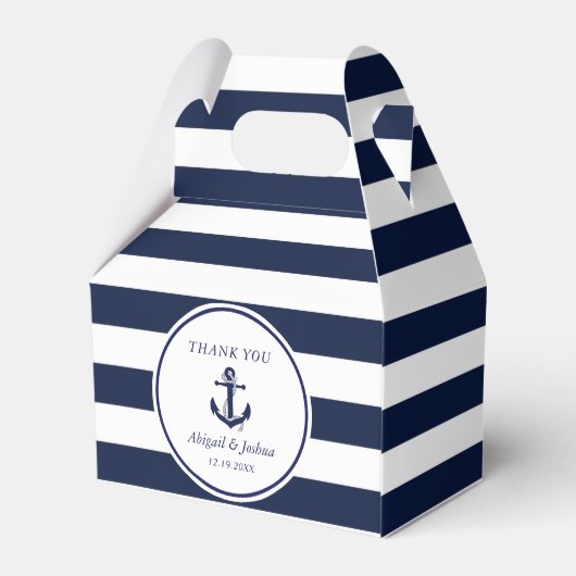 Nautical Anchor Striped Wedding Custom Favor Bedankdoosjes (Achterkant)