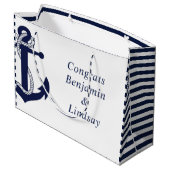 Nautical Anchor Striped Wedding Groot Cadeauzakje (Achterkant Gekanteld)