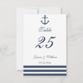 Nautical Anchor & Striped Wedtable Number Kaart (Voorkant)