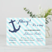 Nautical Anchor Stripes its a Boy Baby shower Kaart (Staand voorkant)