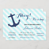 Nautical Anchor Stripes its a Boy Baby shower Kaart (Voorkant / Achterkant)