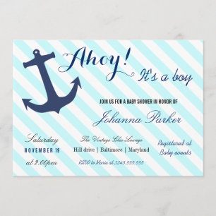 Nautical Anchor Stripes its a Boy Baby shower Kaart