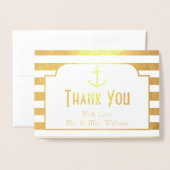Nautical Anchor Stripes Photo Weddenschap Hartelij Folie Kaarten (Voorkant met envelop)