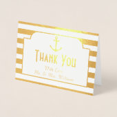 Nautical Anchor Stripes Photo Weddenschap Hartelij Folie Kaarten (Voorkant)
