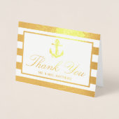 Nautical Anchor Stripes Photo Weddenschap Hartelij Folie Kaarten (Voorkant)