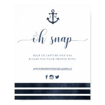 Nautical Anchor Stripes Wedding Oh Snap Sign