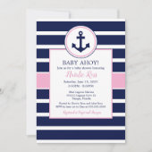 Nautical Anchor Summer Ahoy! MeisjesBaby shower Kaart (Voorkant)