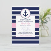 Nautical Anchor Summer Ahoy! MeisjesBaby shower Kaart (Staand voorkant)
