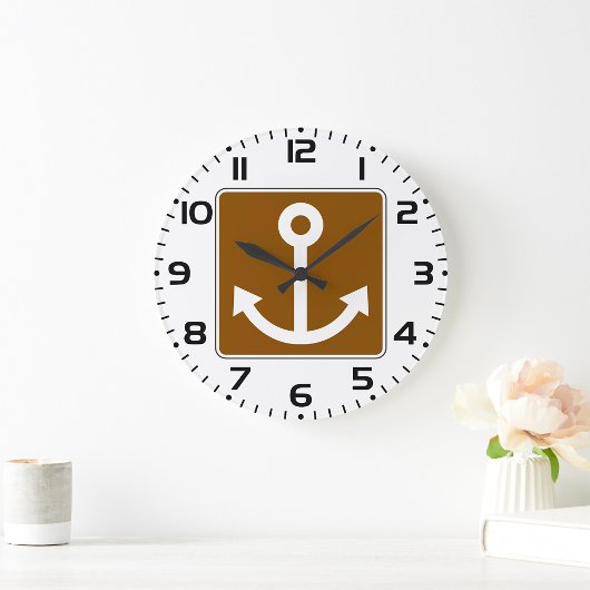 Nautical Anchor Symbol Brown Marina Sign Grote Klok