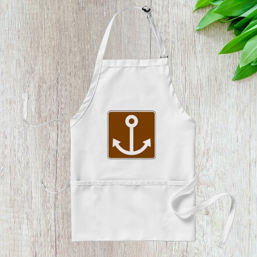 Nautical Anchor Symbol Brown Marina Sign Standaard Schort