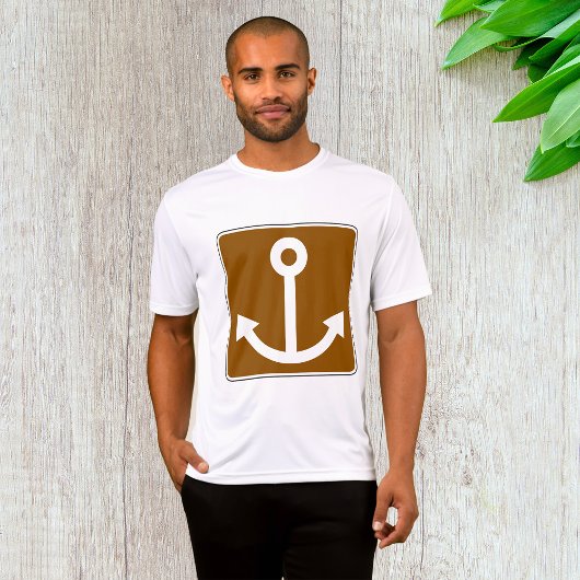 Nautical Anchor Symbol Brown Marina Sign T-shirt