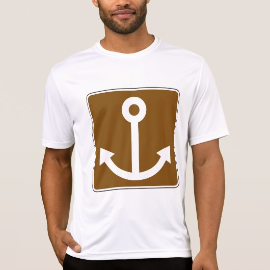 Nautical Anchor Symbol Brown Marina Sign T-shirt (Voorkant)