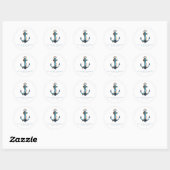 Nautical Anchor Turquoise Beach Wedding Favor Ronde Sticker (Vel)
