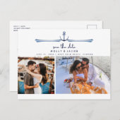 Nautical Anchor Two Photo Wedding Save the Date Aankondigingskaart (Voorkant / Achterkant)