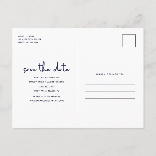 Nautical Anchor Two Photo Wedding Save the Date Aankondigingskaart (Achterkant)