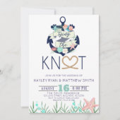 Nautical Anchor Tying the Knot Wedding Invitation Kaart (Voorkant)
