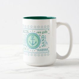 Nautical Anchor Typography Beach House Mok