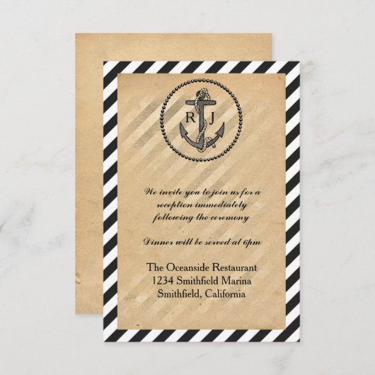  Nautical Anchor - Uitnodiging tot ontvangst (Voorkant / Achterkant)