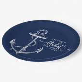 Nautical Anchor Vrijgezellenfeest Navy Papieren Bordje (Gekanteld)